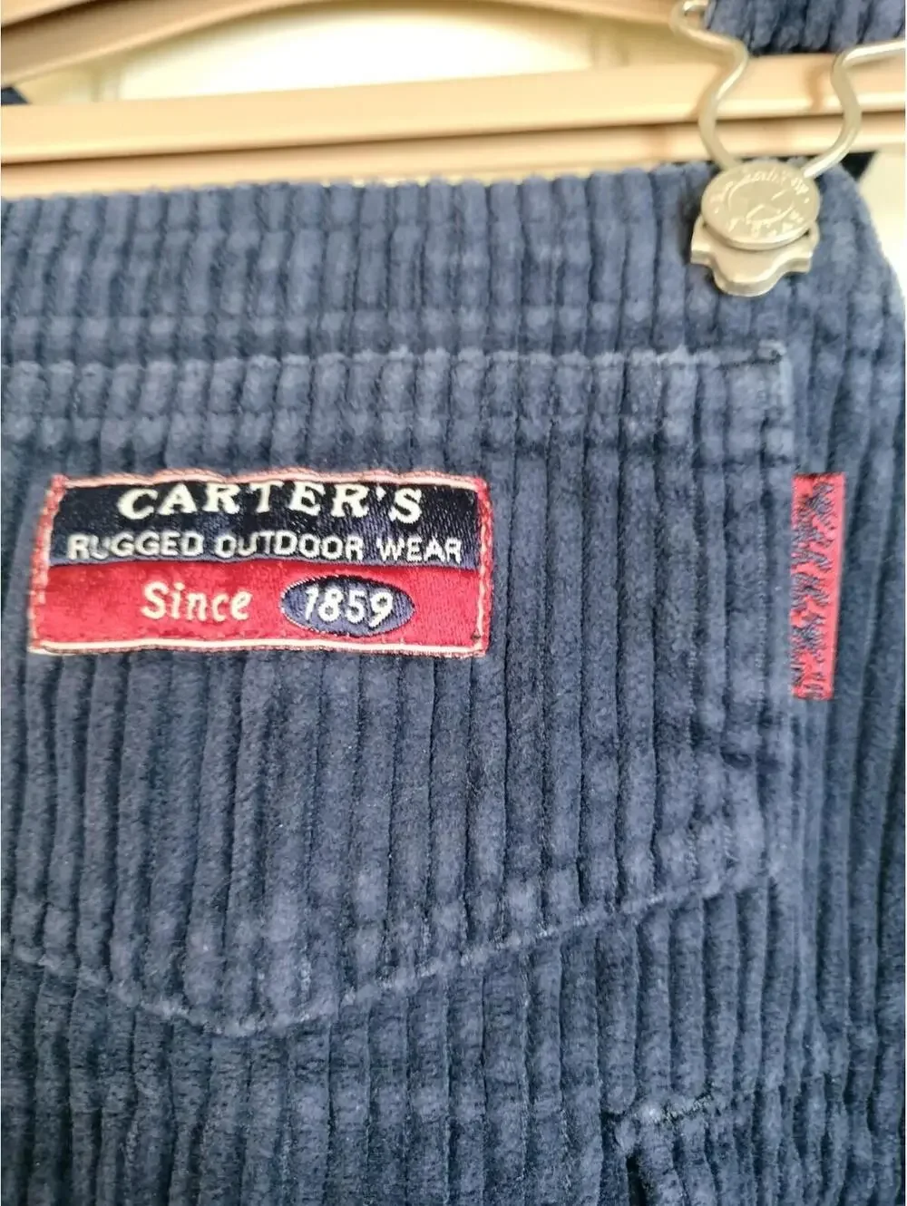 VTG Carter's Rugged Outdoor Wear Corduroy Overalls‎ 2T Navy Blue Train Workwear